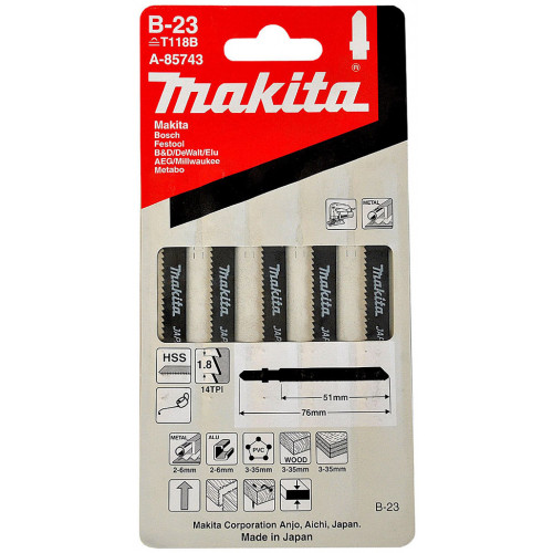 Makita A-85743 HSS B-23 szúrófűrészlap fémre 51mm, 5db