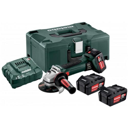 METABO W 18 LTX 125 QUICK AKU Sarokcsiszoló 18V 2 x 4 Ah LI-ION, ASC 55 töltő, műanyag tok