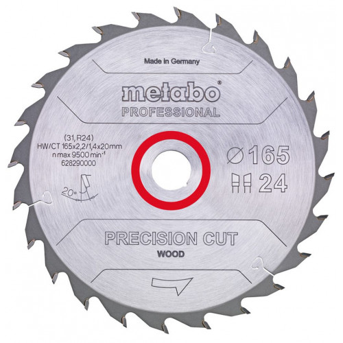 Metabo 628031000 "Precision cut wood - P" Fűrészlap 160X20, Z24 WZ 20°