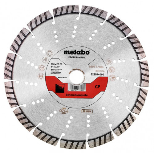 Metabo 628574000 "Profesionál" Gyémánt darabolótárcsa, 230x22,23 mm