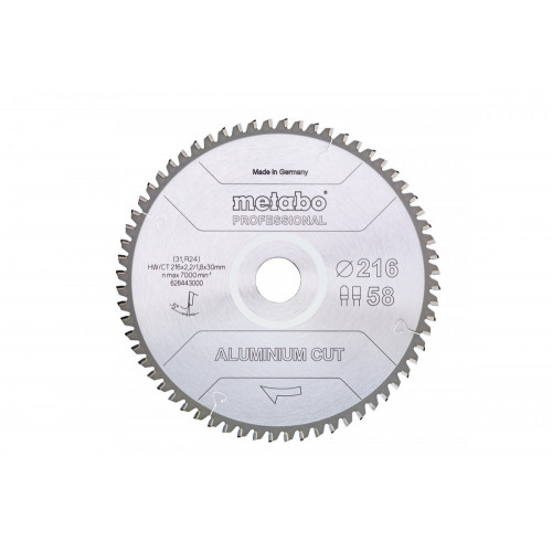 Metabo „Aluminium cut – professional“FŰRÉSZLAP 216 x 30 x 1.8 Z58 FZ/TZ 5°NEG (628443000)