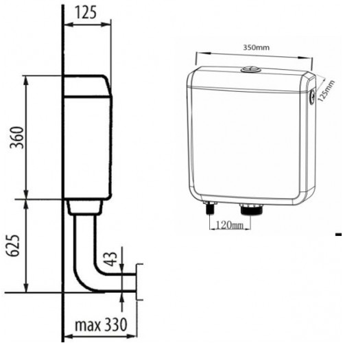 AQUALINE WC tartály 1/2", alsó bekötéssel T1801