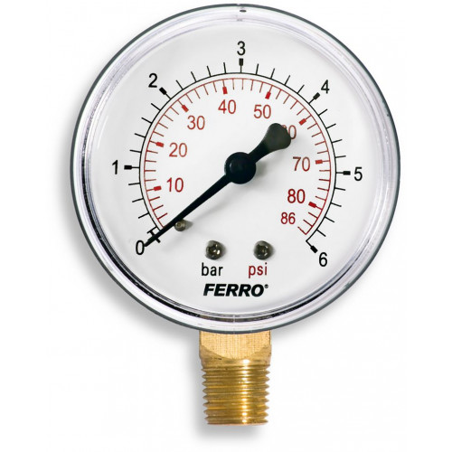 FERRO nyomásmérő, alsó csatlakozású, 6 bar M6306R