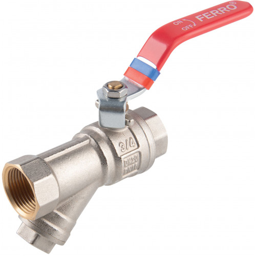 FERRO F-Power golyóscsap szűrővel BB menettel és fém kezelőkarral, 3/4" KFPZF2 FERRO F-Power golyóscsap szűrővel BB menettel és fém kezelőkarral, 3/4" KFPZF2