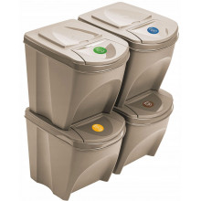 Prosperplast SORTIBOX ECO WOOD kosár hulladék szegregálásához, 4x25l, naturo IKWB25S4W
