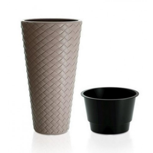 PROSPERPLAST MATUBA SLIM virágcserép, 8/23L, mokka DPMT300-7529U