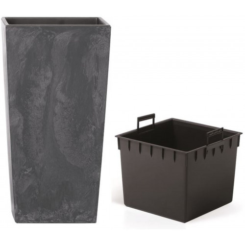 PROSPERPLAST URBI SQUARE BETON EFFECT virágcserép, 8/16,3L, antracit DURS225E-S433