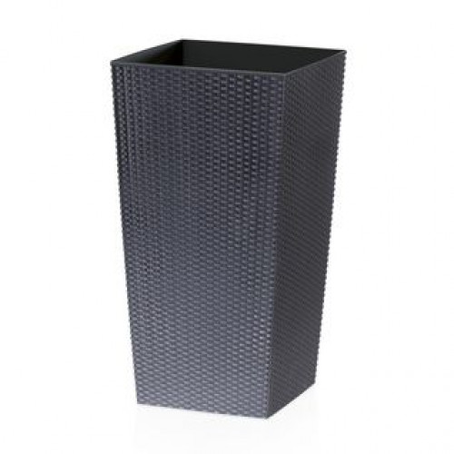 Prosperplast RATO SQUARE SET rattan betétes kaspó, 8/16,3l antracit DRTS225S