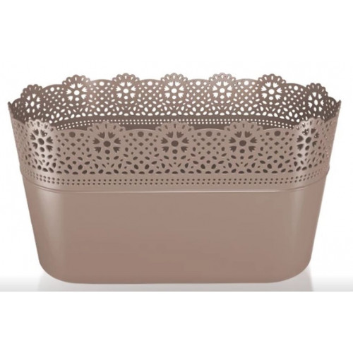 Prosperplast LACE csipkézett virágláda, 28,5 x 13,5 cm mokka szín DLAC285 Prosperplast LACE csipkézett virágláda, 28,5 x 13,5 cm mokka szín DLAC285