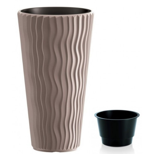 PROSPERPLAST SANDY SLIM virágcserép, 11/37L, mokka DPSP350-7529U