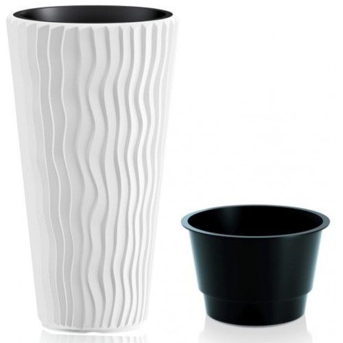 PROSPERPLAST SANDY SLIM virágcserép, 11/37L, fehér DPSP350-S449