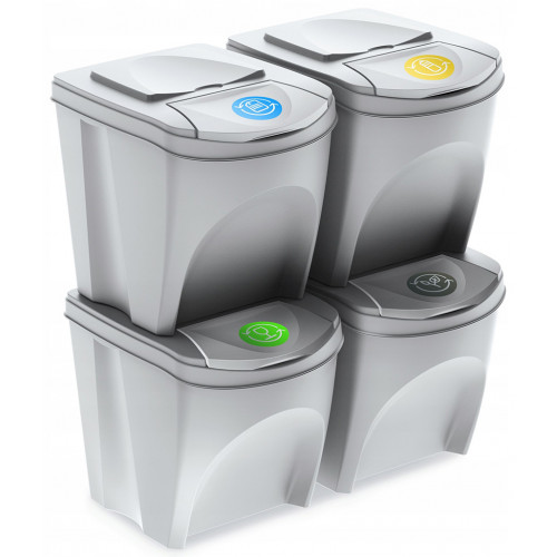 Prosperplast SORTIBOX kosár hulladék szegregálásához 4x25l, fehér IKWB25S4 Prosperplast SORTIBOX kosár hulladék szegregálásához 4x25l, fehér IKWB25S4
