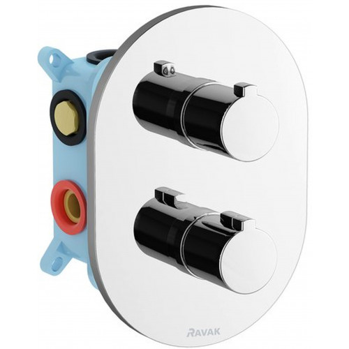 VÉGKIÁRUSÍTÁS RAVAK CR 067.00 Chrome falba süllyesztett háromutas termosztátos csaptelep X070075