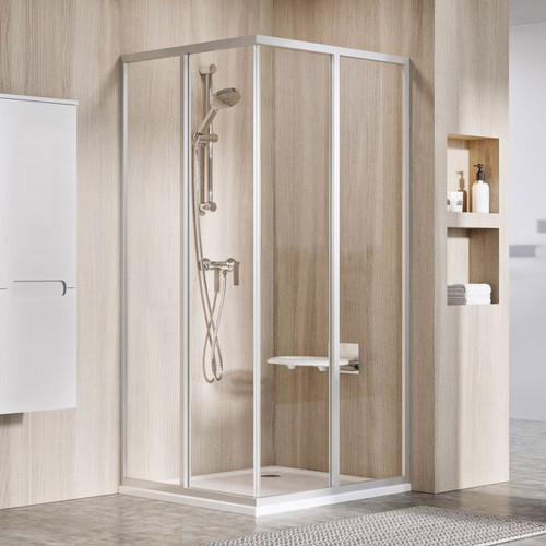 VÉGKIÁRUSÍTÁS RAVAK SUPERNOVA SRV2-S 75 sarokbelépős zuhanykabin fehér ajtóval és transparent edzett biz