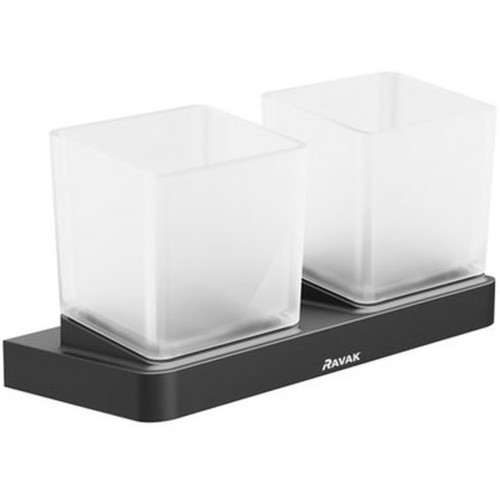 VÉGKIÁRUSÍTÁS RAVAK 10° TD 220.20 Free Black dupla pohártartó pohárral X07P558