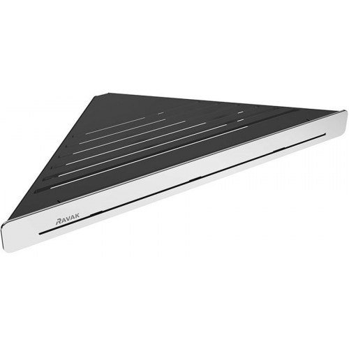 VÉGKIÁRUSÍTÁS RAVAK Slim C polc, 290 x 206 x 22 mm, fekete/króm X07P576