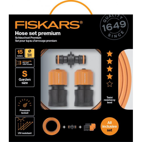 Fiskars Premium Öntözőtömlő készlet, 15 m, 3/8" 1020447 Fiskars Premium Öntözőtömlő készlet, 15 m, 3/8" 1020447