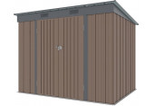 Riwall RMSP 6x8 Brown Fém kerti tároló lapostetővel, barna, 2,4 x 1,8 m SM-F68K-H158-B
