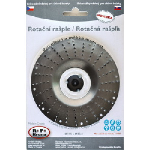 ROTO rotációs ráspoly, 125 x 22,2 mm, 2,5 mm-es durva pengével ROTO12525