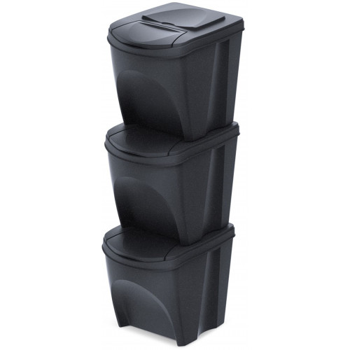 Prosperplast SORTIBOX ECO WOOD kosár hulladék szegregálásához 3x25l, antracit IKWB25S3W