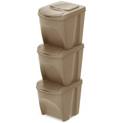 Prosperplast SORTIBOX ECO WOOD kosár hulladék szegregálásához, 3x25l, naturo IKWB25S3W