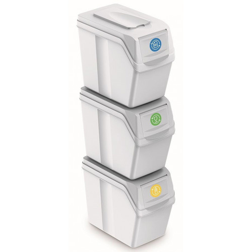 Prosperplast SORTIBOX I 3 darabos szelektív szemeteskészlet 20l, fehér ISWB20S3