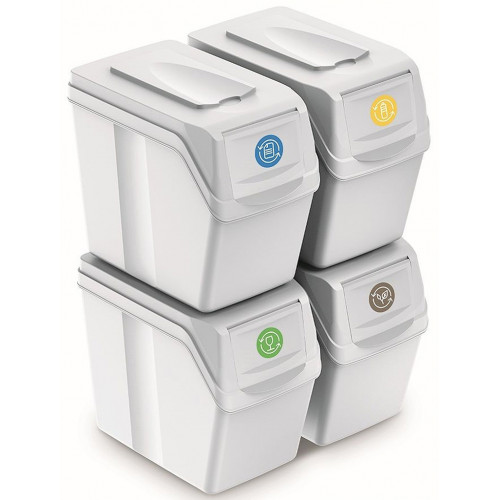 Prosperplast SORTIBOX I 4 darabos szelektív szemeteskészlet 20l, fehér ISWB20S4 Prosperplast SORTIBOX I 4 darabos szelektív szemeteskészlet 20l, fehér ISWB20S4