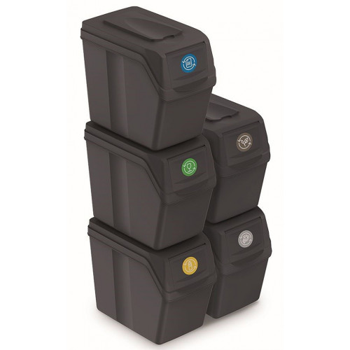 Prosperplast SORTIBOX I 5 darabos szelektív szemeteskészlet 20l, antracyt ISWB20S5 Prosperplast SORTIBOX I 5 darabos szelektív szemeteskészlet 20l, antracyt ISWB20S5
