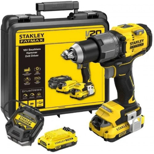 Stanley SFMCD725D2K-QW FatMax V20 Akkus fúrógép (80Nm/18V/2x2,0Ah) koffer