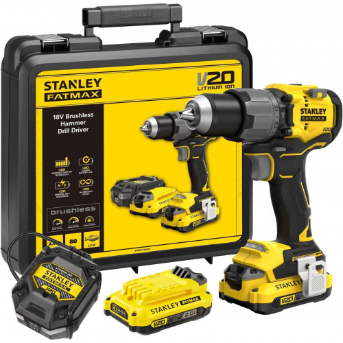 Stanley SFMCD726D2K-QW FatMax V20 Akkus fúró-csavarozó (80Nm/18V/2x2,0Ah) koffer Stanley SFMCD726D2K-QW FatMax V20 Akkus fúró-csavarozó (80Nm/18V/2x2,0Ah) koffer