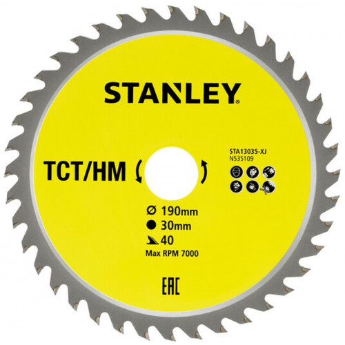 Stanley STA13035-XJ Körfűrészlap fához TCT/HM 190x30mm, 40 fog