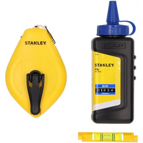 Stanley STHT47113-0 Kicsapózsinór 1:1, 30m kék krétával és vízmértékkel Stanley STHT47113-0 Kicsapózsinór 1:1, 30m kék krétával és vízmértékkel