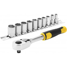 Stanley STMT82666-0 11 részes készlet 1/4" racsni + sokszögű dugókulcs (5,5-14 mm)