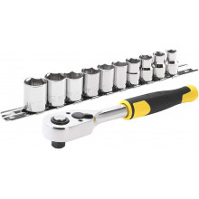 Stanley STMT82670-0 11 részes készlet 3/8" racsni + sokszögű dugókulcs (8-17 mm)