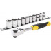 Stanley STMT82670-0 11 részes készlet 3/8" racsni + sokszögű dugókulcs (8-17 mm)