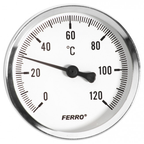 FERRO Hőmérő hátsós csatlakozású 0-120°C, O80 mm, 1/2 T80120A