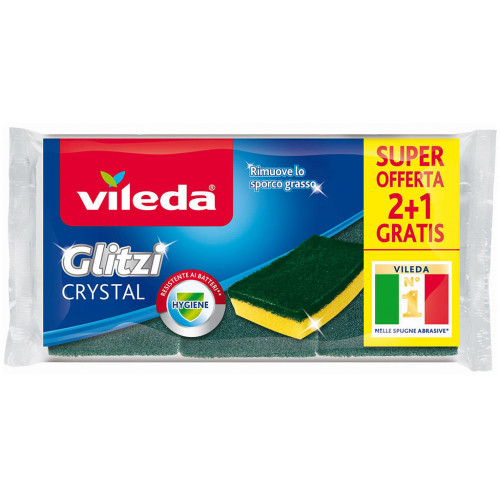 VILEDA Glitzi Crystal 2+1 db zöld közeg 139924 VILEDA Glitzi Crystal 2+1 db zöld közeg 139924