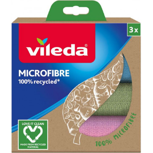 VILEDA Microfibre 100% Recycled mikroszálas törlőkendő, 3 db 168311