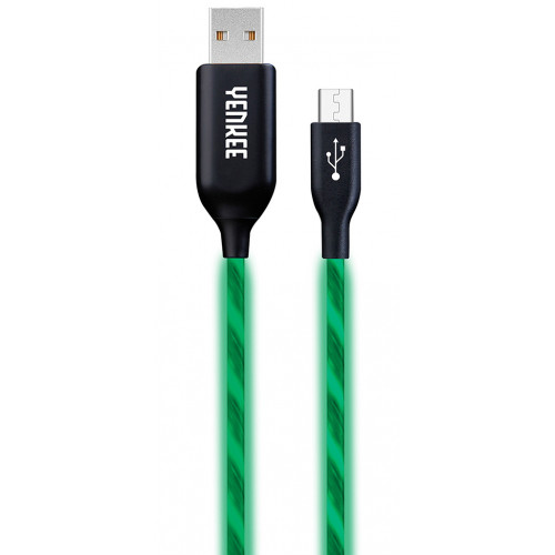 YENKEE YCU 341 kábel USB A 2.0 / USB C 1m green LED 35053493