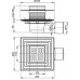 ALCAPLAST vízszintes padlóösszefolyó, 150x105/50/75 mm, rozsdamentes rács, bűzzár APV3344
